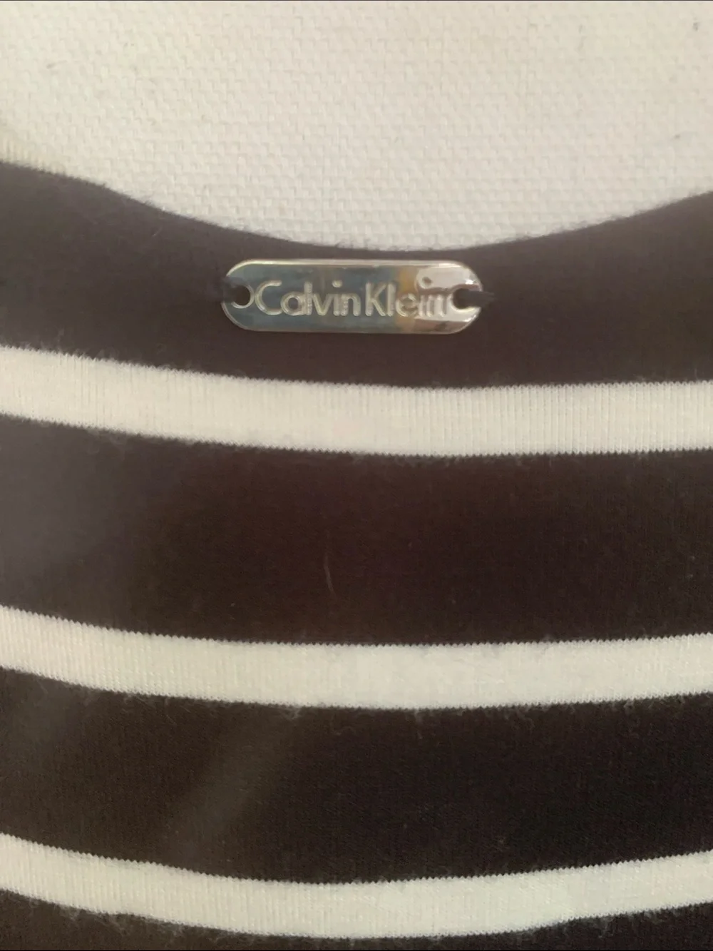Calvin Klein Black and White Striped Maxi dress